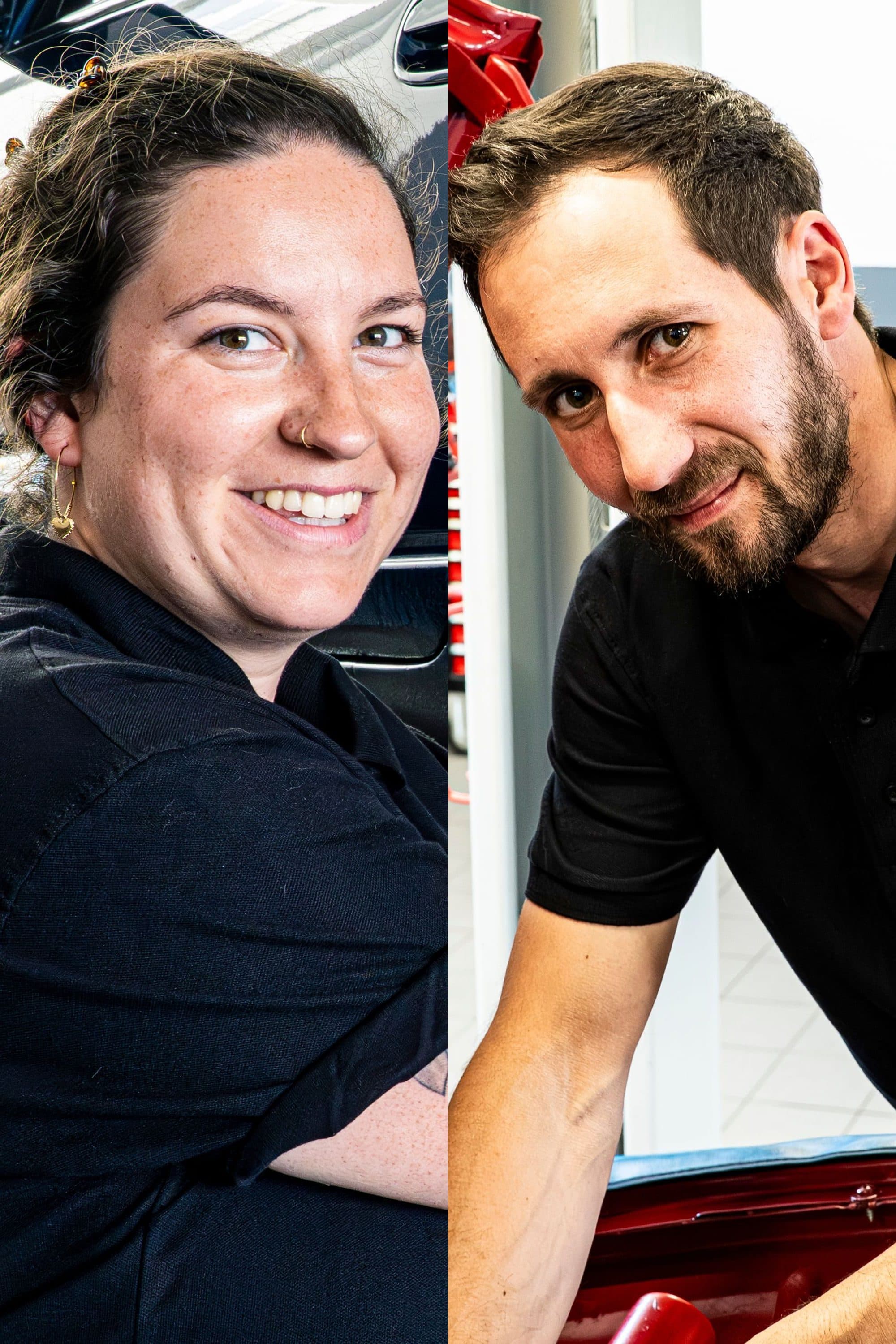 Liliane und Ronny bei der Arbeit in der Werkstatt
