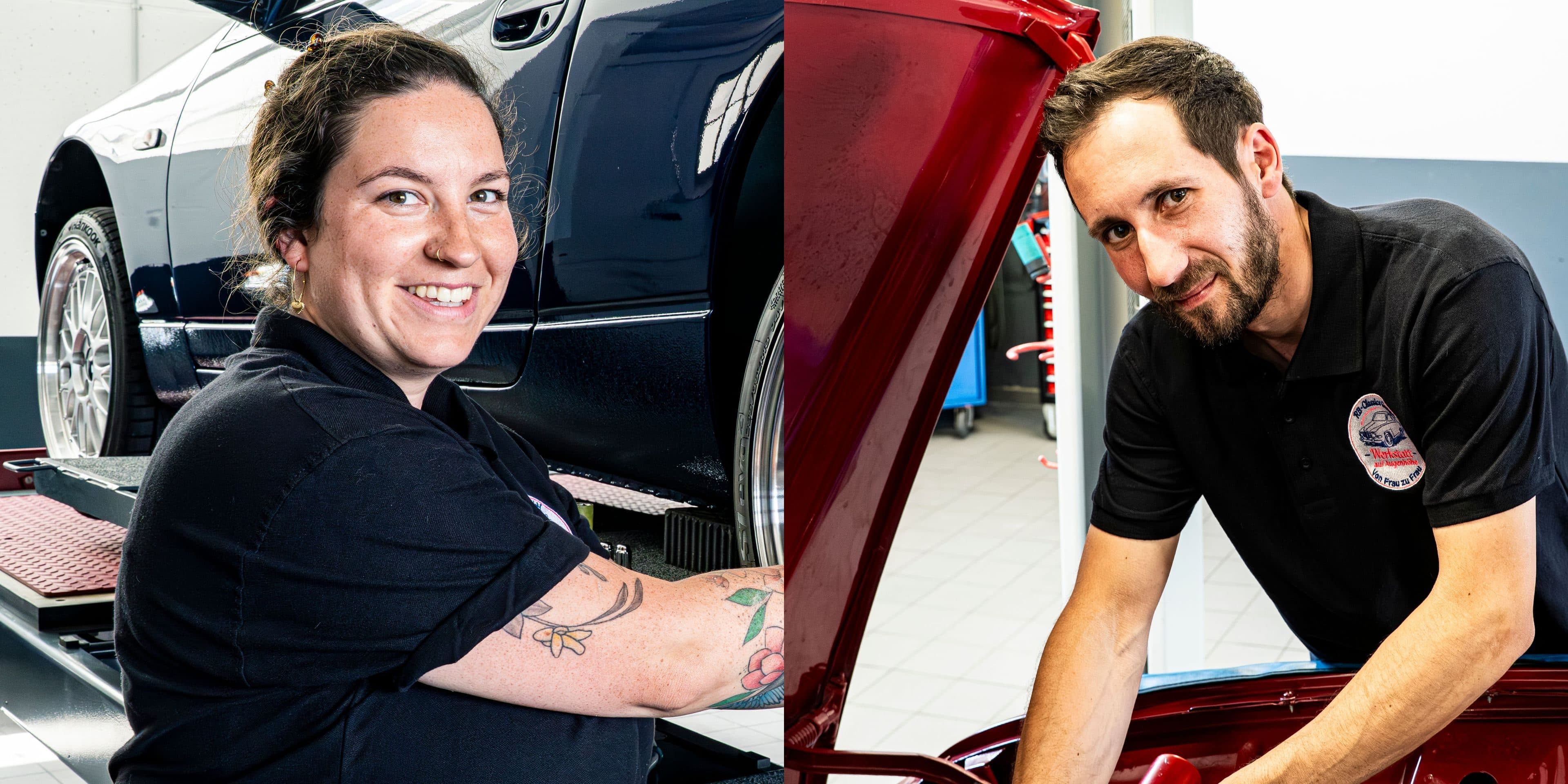 Liliane und Ronny bei der Arbeit in der Werkstatt